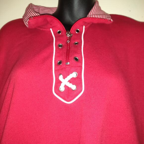Allison Daley Red Sweatshirt Plus 2X Nautical Boating Sailor Pinstripe Candy - Picture 4 of 16